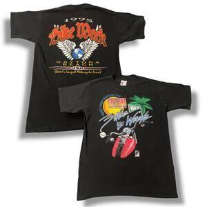 1995 Daytona Beach Bike Week T-Shirt Mens Medium Black Vintage Cotton 2-Sided